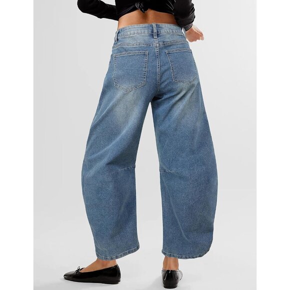 Leopard Wide Leg Pants Cotton Mid Rise Casual Street Wear Women - Picture 3 of 5